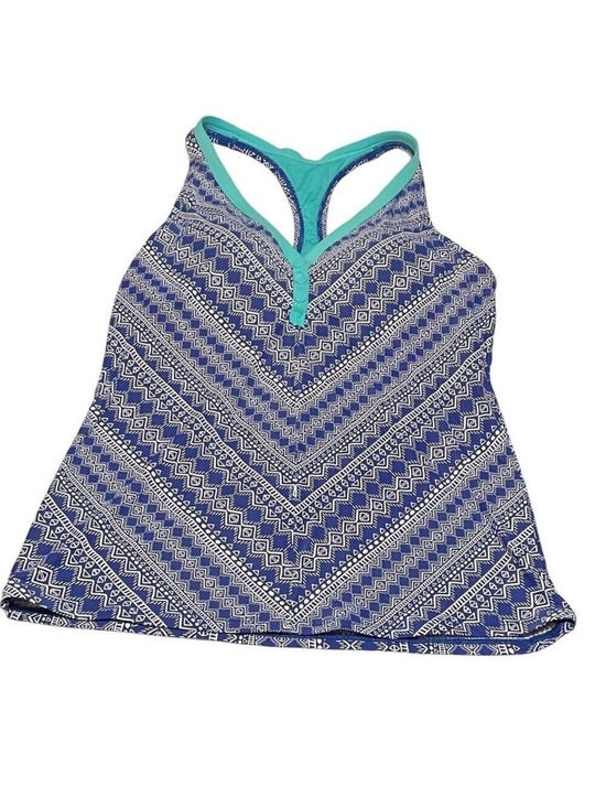 Beach House Tops - Beach House Blue and Teal Geometric Tank/Tankini  Top Sz 8